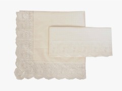 Dowry Sajjade Set - French Guipure Kure Satin Towel Bundle Set of 2 Cream 100259644 - Turkey