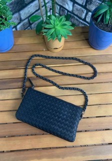 Hand Portfolio - Guard Handgefertigte kleine Damentasche aus echtem Leder in Schwarz 100346242 - Turkey