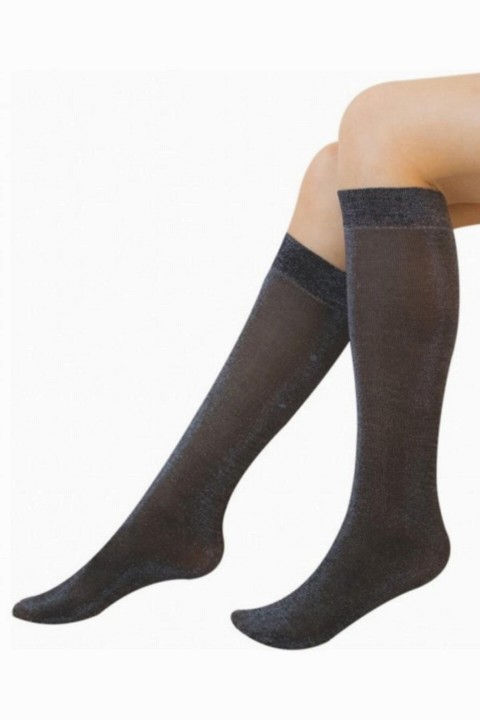 Girls - Girls' Soft and Knee-Length Black Matte Micro Fiber Socks 100327344 - Turkey