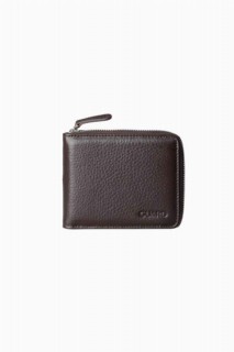 Wallet - Brown Zipper Horizontal Mini Genuine Leather Wallet 100346319 - Turkey
