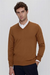 V Neck Knitwear - Herren Taba Basic Dynamic Fit Relaxed Cut V-Ausschnitt Strickpullover 100345151 - Turkey