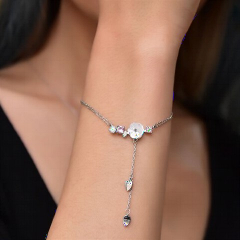 Jewelry & Watches - Snowdrop Flower Purple Zircon Stone Silver Bracelet Silver 100349874 - Turkey