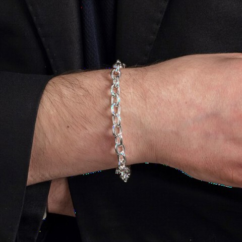 Bracelet - Hollow Silver Chain Bracelet 100350115 - Turkey