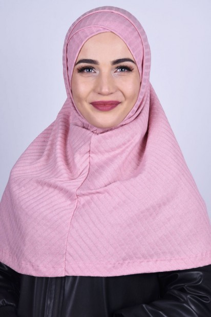 Cross Style - apraz Boneli Triko Hijab Pudra Pembesi - Turkey