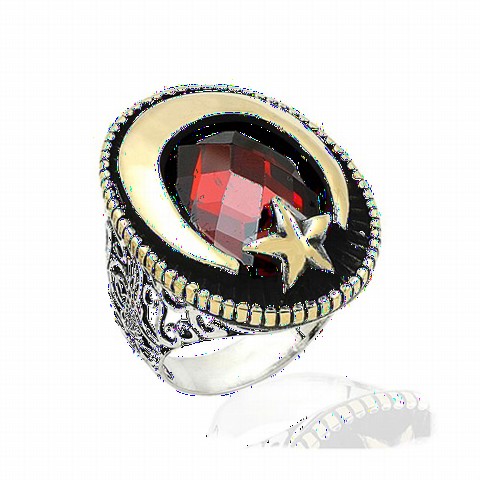 Ring with Name - Personalized Zircon Stone Moon and Star Name Written Silver Ring 100348067 - Turkey