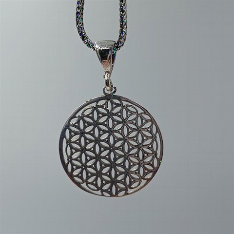 Other Necklace - Flower of Life Embroidered Silver Necklace 100352210 - Turkey