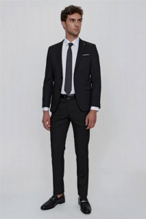 Suit - بدلة تورينو سوداء ضيقة تلبيس رشيق 6 دروب جاكار للرجال 100350997 - Turkey