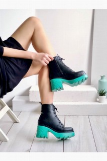 Boots - Abdera Black Green Boots 100343996 - Turkey