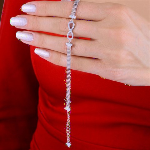 Jewelry & Watches - Infinity Pattern Silver Bracelet with Zircon Stone 100349644 - Turkey