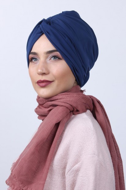 Woman Bonnet & Turban - Bidirectional Rose Knot Bone Indigo 100284865 - Turkey