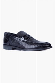 Shoes - Men's Black Neolit ​​Classic Lace-Up Patterned Patent Leather Shoes 100351179 - Turkey