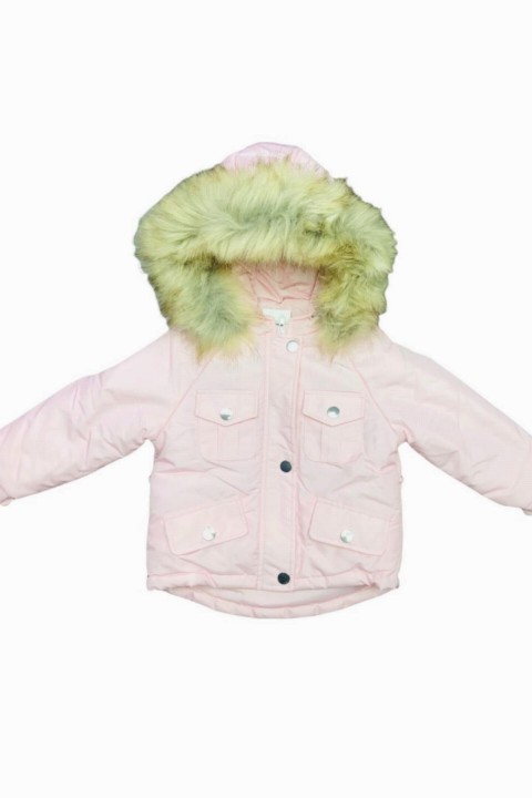 Coat, Trench Coat - Girls' Hoodie Furry Plush Pink Coat 100328614 - Turkey