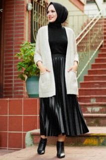 Knitwear Mix - Cardigan tricot hijab écru 100338402 - Turkey