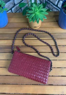 Hand Portfolio - Guard Handgefertigte kleine rote Damentasche aus echtem Leder 100346245 - Turkey