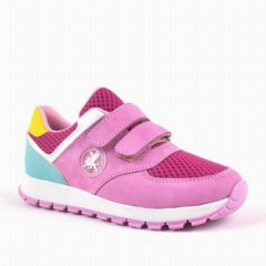Girl Shoes - Genuine Leather Pink Velcro Girl's Anatomic Sports Shoes 100278821 - Turkey