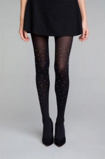 Lingerie & Pajamas - Black Women's Tights With Pearl Bead Embroidered and Elastic Waist 100327308 - Turkey