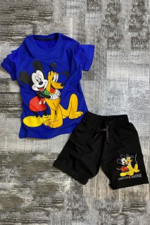 Shorts Set - Boy Mickey & Friends Printed Blue Shorts Suit 100327531 - Turkey