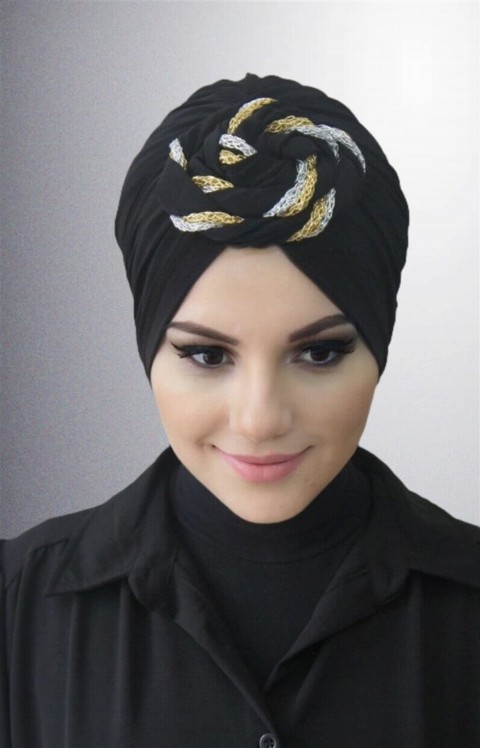 Woman Bonnet & Turban - Ready Made Donut Cap Color-Black 100285738 - Turkey