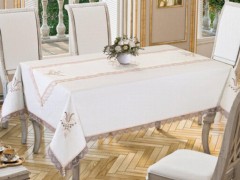 Table Cover Set - Nappe et chemin de table en dentelle brodée tulipe 2 pièces 100280414 - Turkey