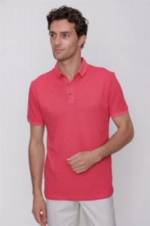 T-Shirt - Men's Pomegranate Blossom Polo Collar Trend 100% Cotton Dynamic Fit Comfortable Cut Short Sleeve T-Shirt 100351448 - Turkey