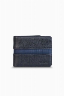 Wallet - Portefeuille pour homme en cuir rayé sport bleu marine 100346293 - Turkey