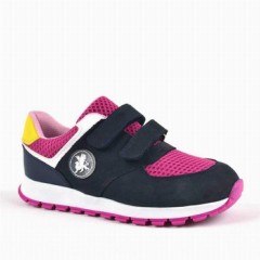 Sport-Sneaker - Chaussures de sport anatomiques en cuir véritable bleu marine Velcro pour filles 100278814 - Turkey