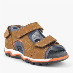 Sandals & Slippers - Genuine Leather Tan Orange Boy's Velcro Sandals 100278869 - Turkey