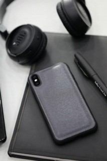 iPhone Case - Anthracite Saffiano Leather iPhone X / XS Case 100345996 - Turkey
