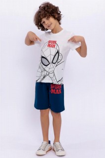 Shorts Set - Boy Spider Man Printed Navy Blue Shorts Suit 100328251 - Turkey