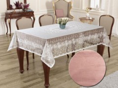 Square Table Cover - Knitted Board Patterned ÅžÃ¶men Table Sultan Powder 100259245 - Turkey