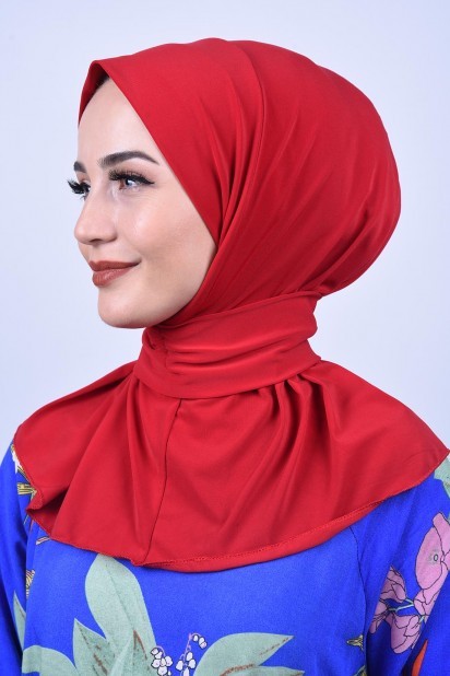 All occasions - Snap Fastener Scarf Shawl Red 100285616 - Turkey