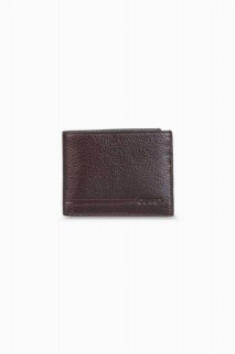 Wallet - محفظة رجالية أفقية مصنوعة من الجلد الطبيعي باللون البني والبني 100346306 - Turkey
