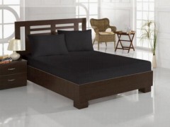 Double Bed Sheet Set - Gekämmtes doppeltes elastisches Bettlaken Schwarz 100259128 - Turkey