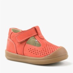 Baby Girl Shoes - Shaun Genuine Leather Orange Anatomic Baby Sandals 100352391 - Turkey