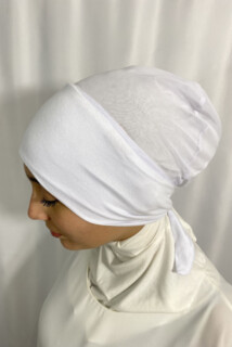 Bonnet With Tie - Schlichte Krawattenmütze Weiß - Turkey