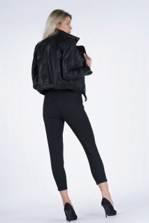 Women's Waist Belt Leather Jacket 100326237