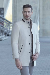 Coat - Men's Ecru Dynamic Fit Comfortable Fit Trend Coat 100350662 - Turkey