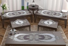 Table Cover Set - Ensemble de 26 nappes de table de jardin en guipure française Isabella marron crème 100329191 - Turkey