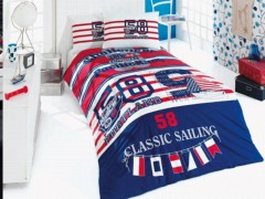 Boy Bed Covers - Sailing 100% Cotton Single Duvet Cover Set 100257744 - Turkey