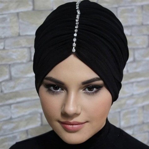 Evening Model - Shirred Stone Bonnet-Black 100285740 - Turkey