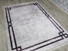 Carpet - Latex Non-Slip Base Digital Print Velvet Carpet Esta Gray 80x300 cm 100330472 - Turkey