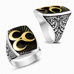 Moon Star Rings - Three Crescents Symbol Sterling Silver Men's Ring 100348913 - Turkey