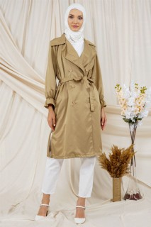 Trench Coat - Women's Double Breasted Collar Trench Coat 100342714 - Turkey