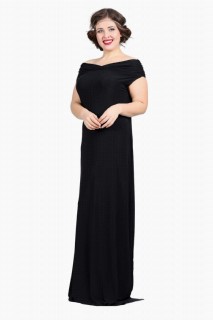 Long evening dress - Plus Size Evening Dress with Kissing Collar 100275973 - Turkey