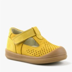 Baby Girl Shoes - Shaun Genuine Leather Yellow Anatomic Baby Sandals 100352392 - Turkey