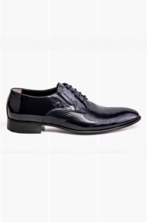Men's Navy Blue Neolit ​​Classic Lace-Up Pieced Patent Leather Shoes 100350509