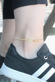 Anklet - Snake Figure Gold Color Anklet 100327687 - Turkey
