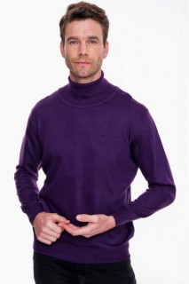 Knitwear - Men's Purple Basic Dynamic Fit Turtleneck Knitwear Sweater 100345093 - Turkey