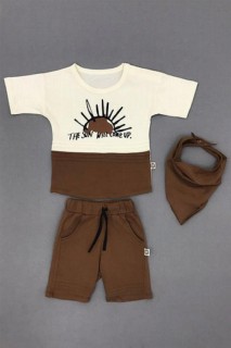 Suits - Baby Boy The Sun Striped and Bandana Brown Bottom Top Set 100327557 - Turkey