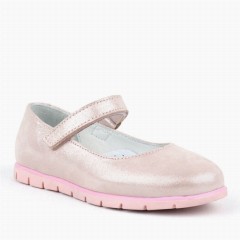 Girl Shoes - Genuine Leather Pink Ballerina Flat Shoes for Girls 100278856 - Turkey